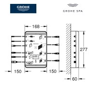 MEDIDAS UNIDAD BASE BLUETOOTH F-DIGITAL DELUXE GROHE SPA